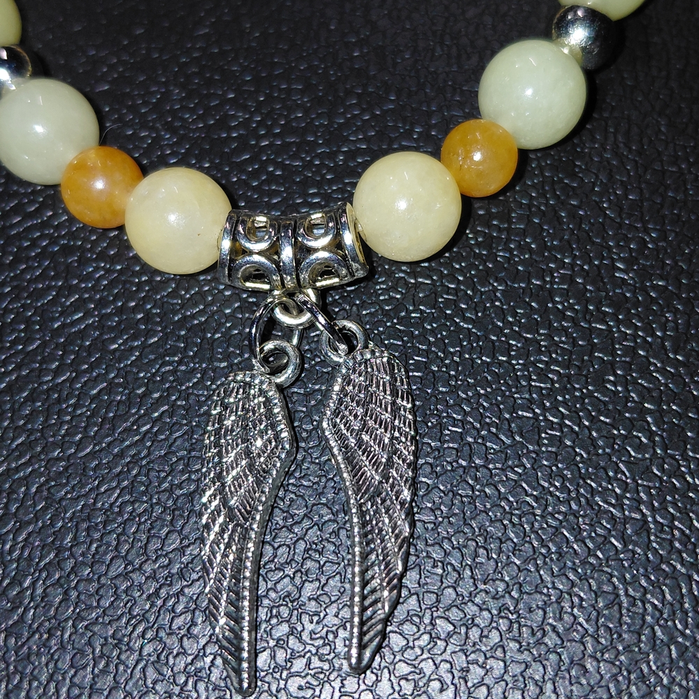 Archangel Jophiel Alashan Agate Crystal Beads 6.75" Bracelet - Picture 3 of 5